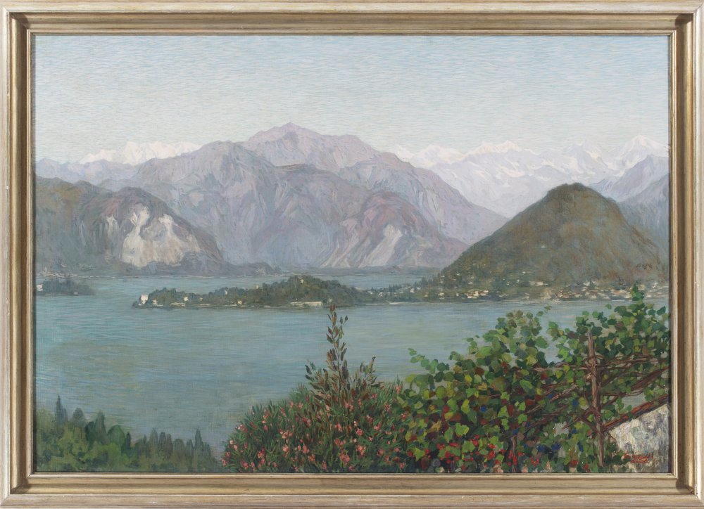 fioravante arioli: Lago Maggiore, vista di Verbania da Laveno