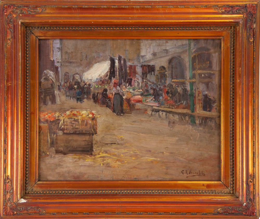giulio romano vercelli: Mercato a Moncalieri 1918