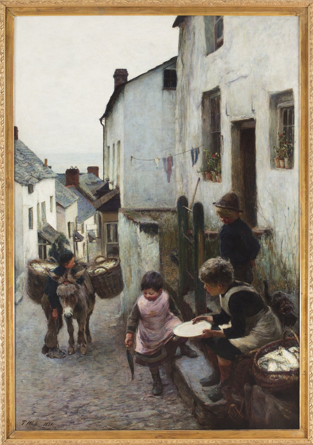 john white: Venditori di pesce a Clovelly - 1884